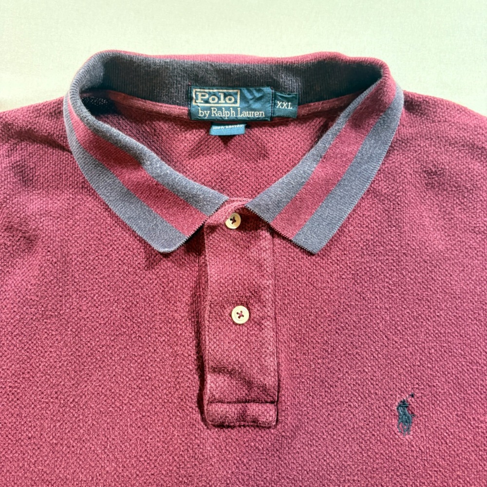 Polo Ralph Lauren Long Sleeve Polo Shirt Mens XXL Burgundy Cotton Pique Prep
